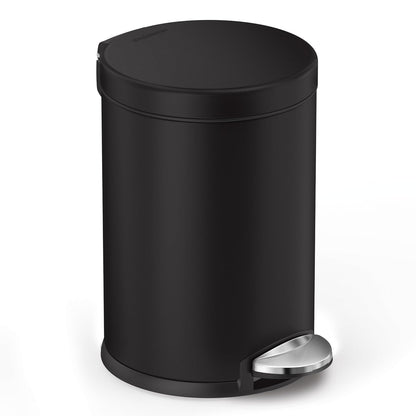 simplehuman 4.5 Liter / 1.2 Gallon Round Bathroom Step Trash Can, Brushed Stainless Steel