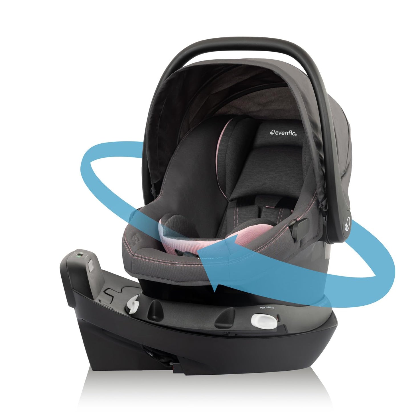Evenflo Revolve180 LiteMax NXT Rotating Rear-Facing Lightweight Preemie and Infant Car Seat 3-30lbs. with SensorySoothe. Easy Install with Base (Agate Purple)