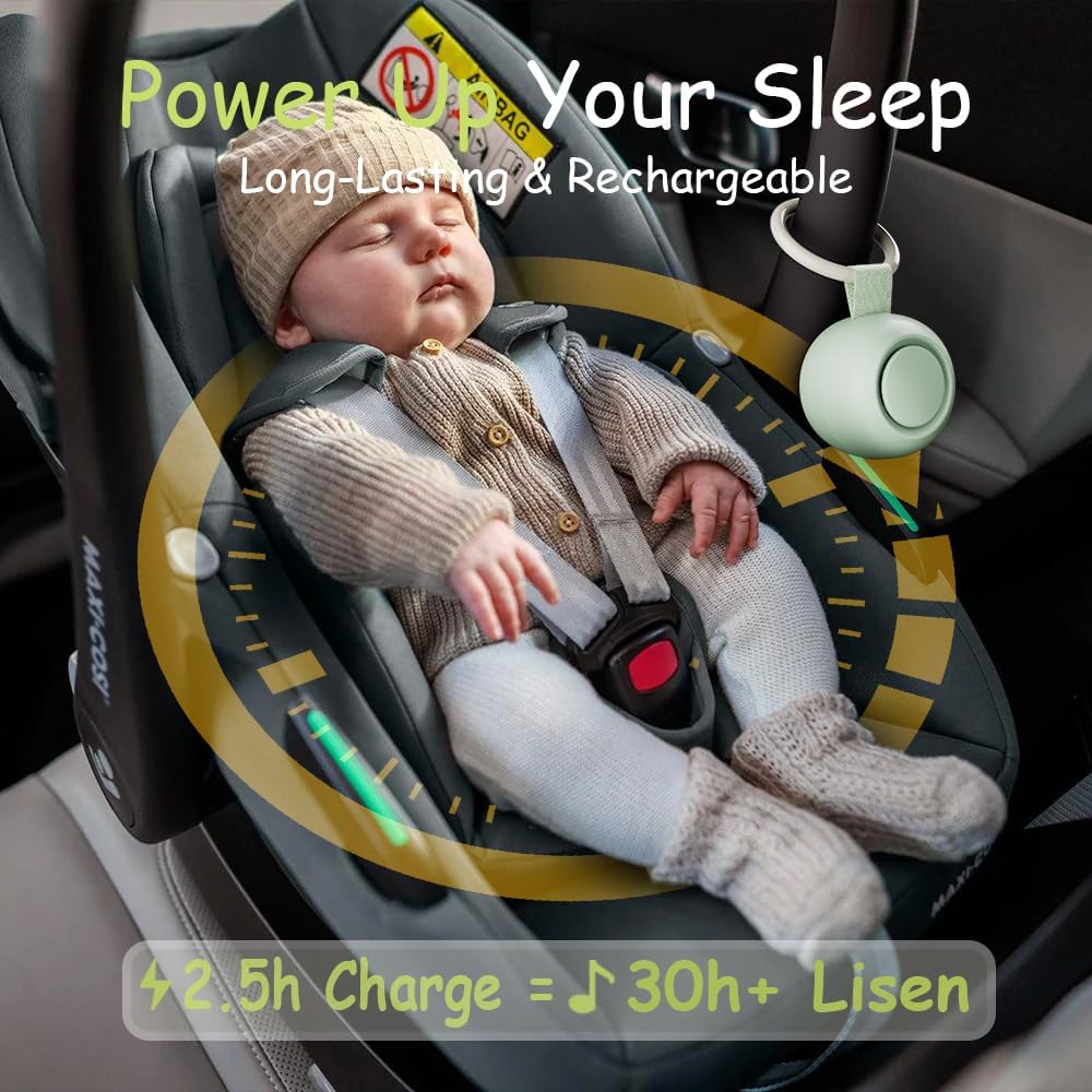 Portable Sound Machine for Baby Kids | White Noise | Sleep Soother | 16 Soothing Sounds | Timer | Memory Function | 30H | Shush | Travel | Registry Gift | Newborn Essentials | Extended Battery Edition