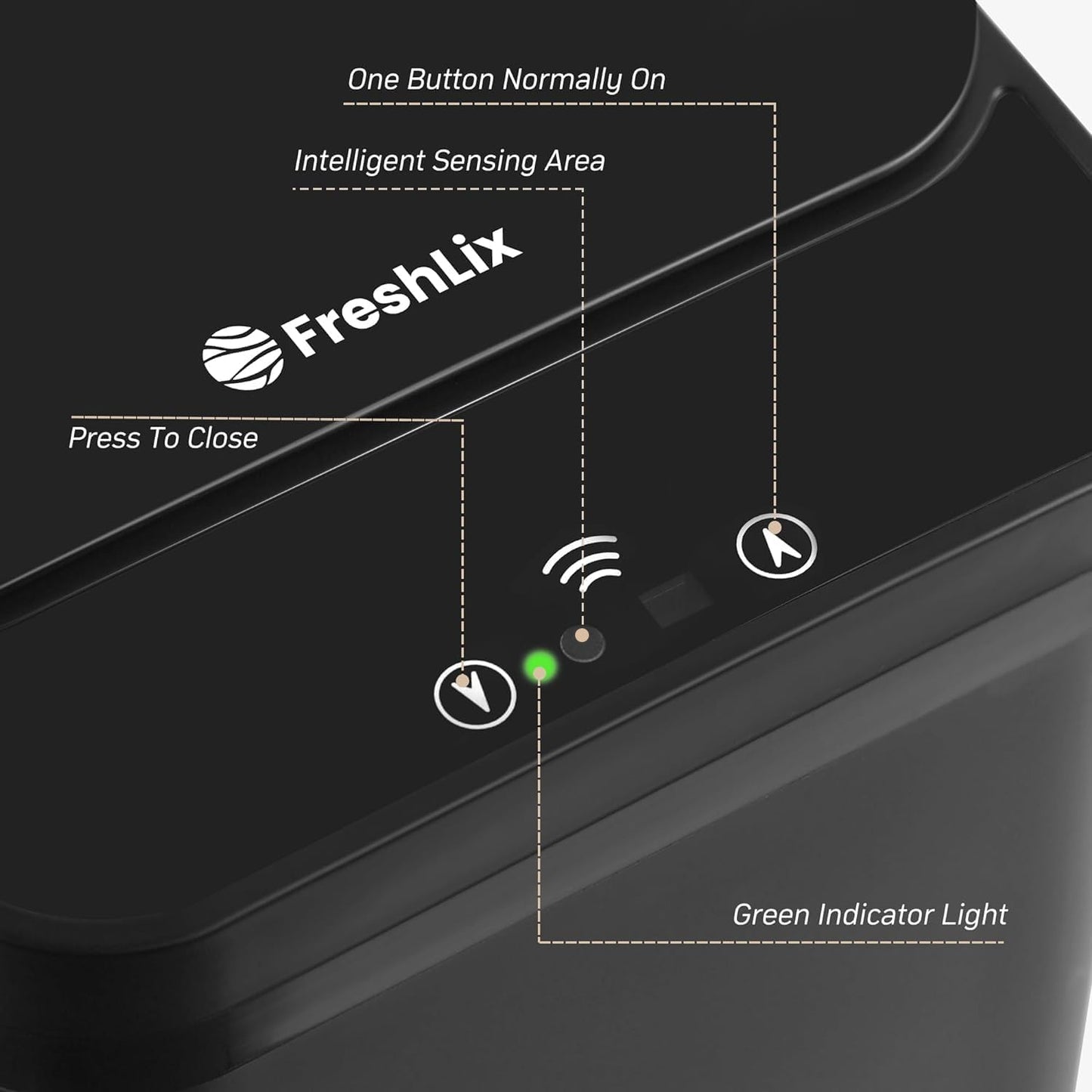 FRESHLIX Bathroom Garbage Can with Lid, 2.6 Gallon Diaper Trash Can, Automatic Trash Cans Touchless, Slim Waterproof Smart Commercial Trash Can for Bedroom, Bathroom, Office, Living Room, Toilet, RV