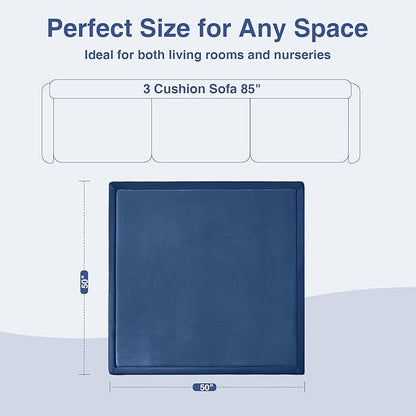 Baby Play Mat for Floor,1.3" Thick 50x50 Playpen Mat,Tummy Time Foam Mats,Plush Soft Padded Playmate for Babies 6-12 Months Crawling,Non-Slip Nursery Rug for Toddler Kids Playroom(Navy Blue)