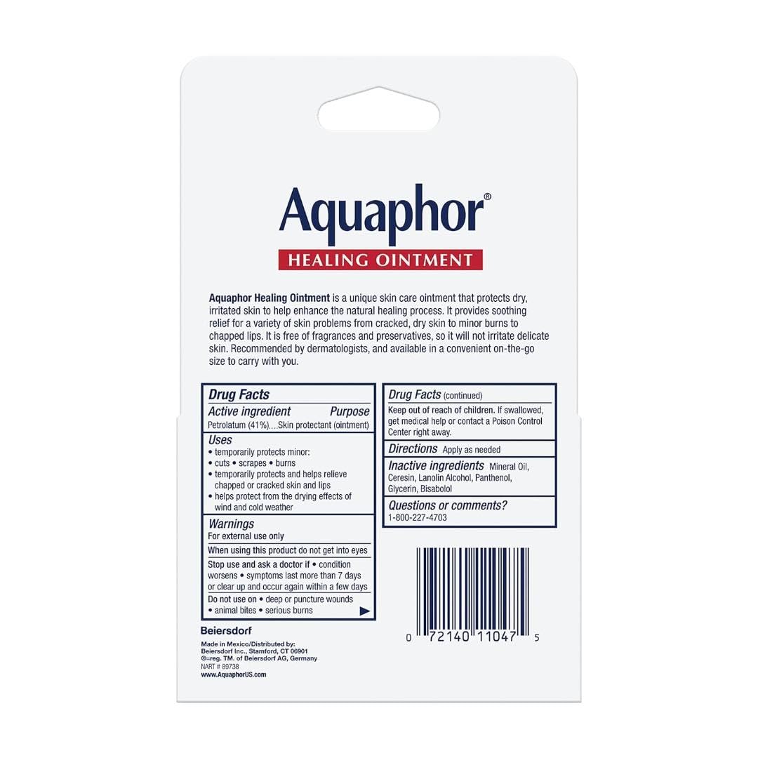 Aquaphor Healing Ointment Advanced Therapy Skin Protectant, Dry Skin Body Moisturizer, 0.35 Oz Tube, Pack of 2