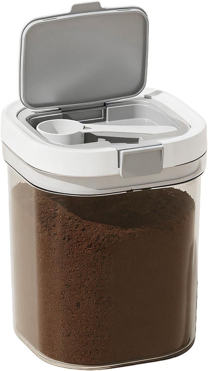 Airtight Coffee Canister-27oz Sugar and Dry Food Container BPA Free with Spoon and Layered Storage for Grounds Coffee, Beans, Tea, Sugar, Flour, Cereal,Formula