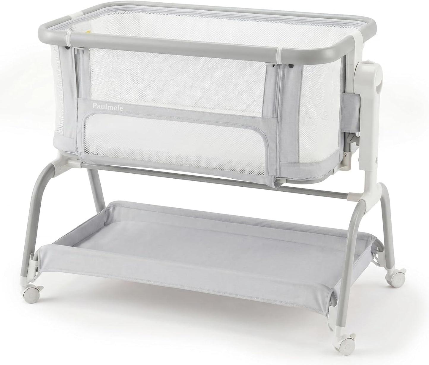 3 in 1 Baby Bassinet,Rocking Bassinets Bedside Sleeper with 6 Adjustable Heights,Breathable Full-Mesh,Comfortable Mattress & Lockable Wheels,Stable Rolling Portable Crib for Newborns(Gray) | Breathable Full Mesh, V-Shaped Structure