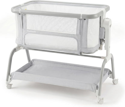 3 in 1 Baby Bassinet,Rocking Bassinets Bedside Sleeper with 6 Adjustable Heights,Breathable Full-Mesh,Comfortable Mattress & Lockable Wheels,Stable Rolling Portable Crib for Newborns(Gray) | Breathable Full Mesh, V-Shaped Structure