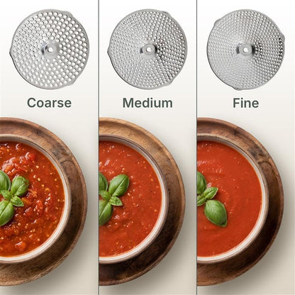 Stainless Steel Food Mill with 3 Discs – Ergonomic Rotary Hand Crank for Tomato Sauce, Applesauce, Baby Food, Mashed Potatoes, Puree & Canning