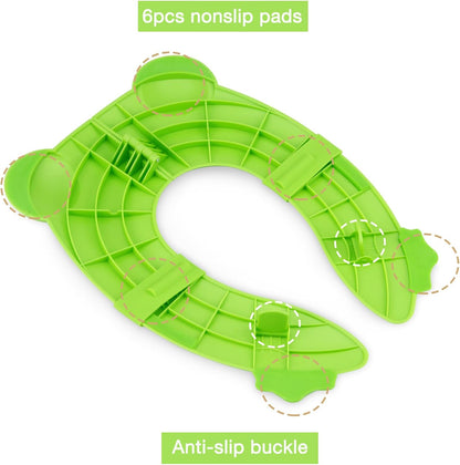 PandaEar Toilet Seat Cover | Folding Travel Toilet Seat for Children and Potty Training | Portable Silicone Toilet Seat for Toddlers, Boys & Girls with Non-Slip Silicone Pads -Panda