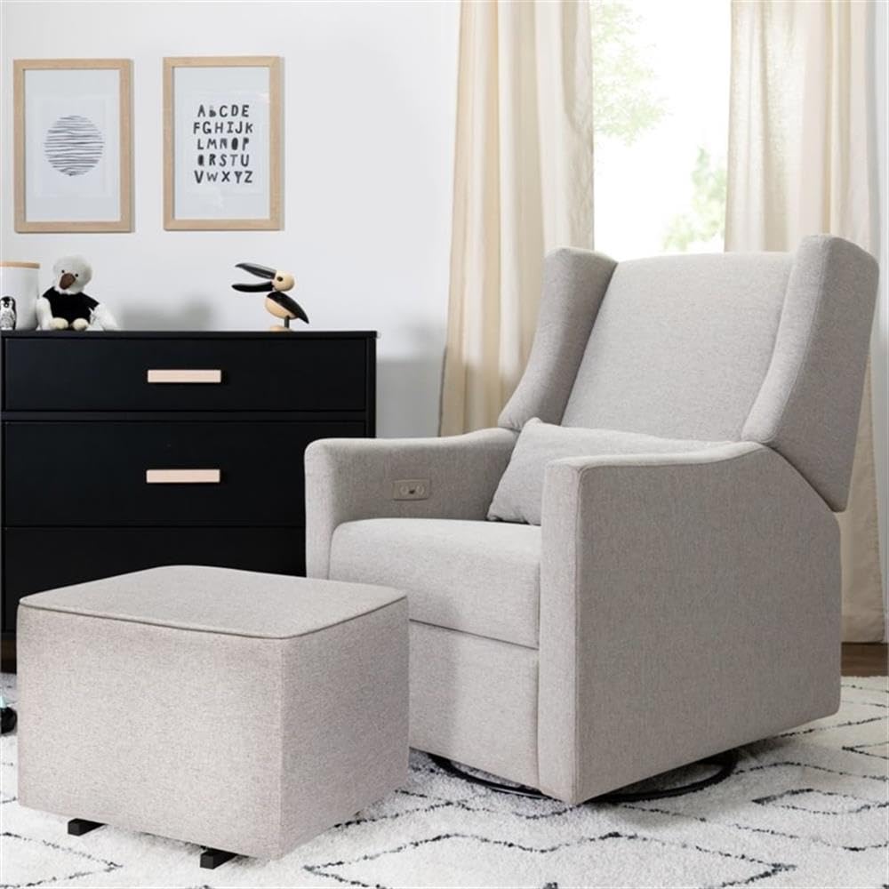 Kiwi Glider Recliner w/Electronic Control and USB | in Almond Teddy Loop w/Light Wood Base, Greenguard Gold Certified