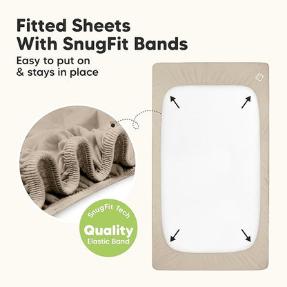 2-Pack Waterproof Baby Crib Sheets for Boys, Girls - 52x28 Viscose Derived from Bamboo Toddler Bed Sheet Neutral, Fitted Crib Mattress Protector Cover for Baby Bedding, Soft & Gentle (Butterflies)