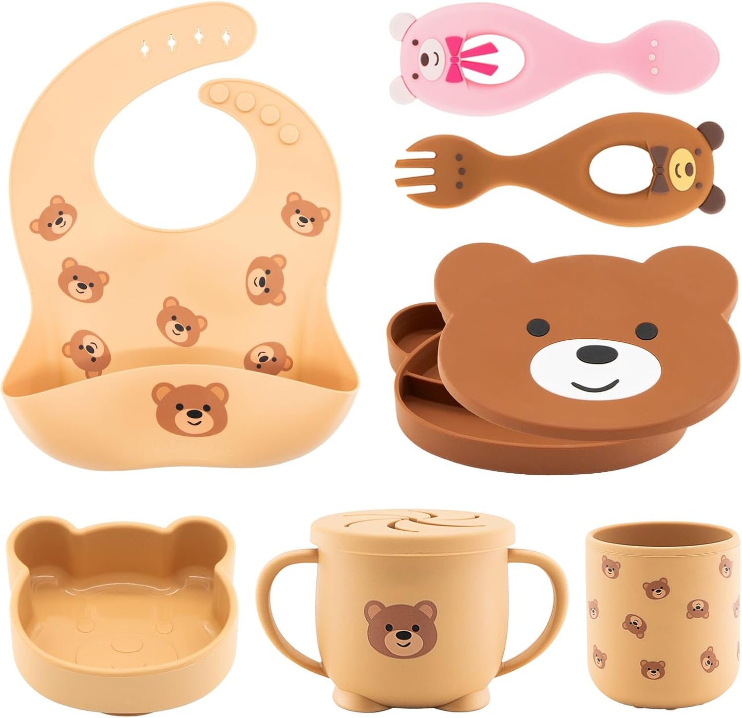 Silicone Baby Feeding Set 21 Pcs, Baby Led Weaning Supplies, Baby Feeding Supplies Set BPA Free, Essentials for Newborn Gift Mixed