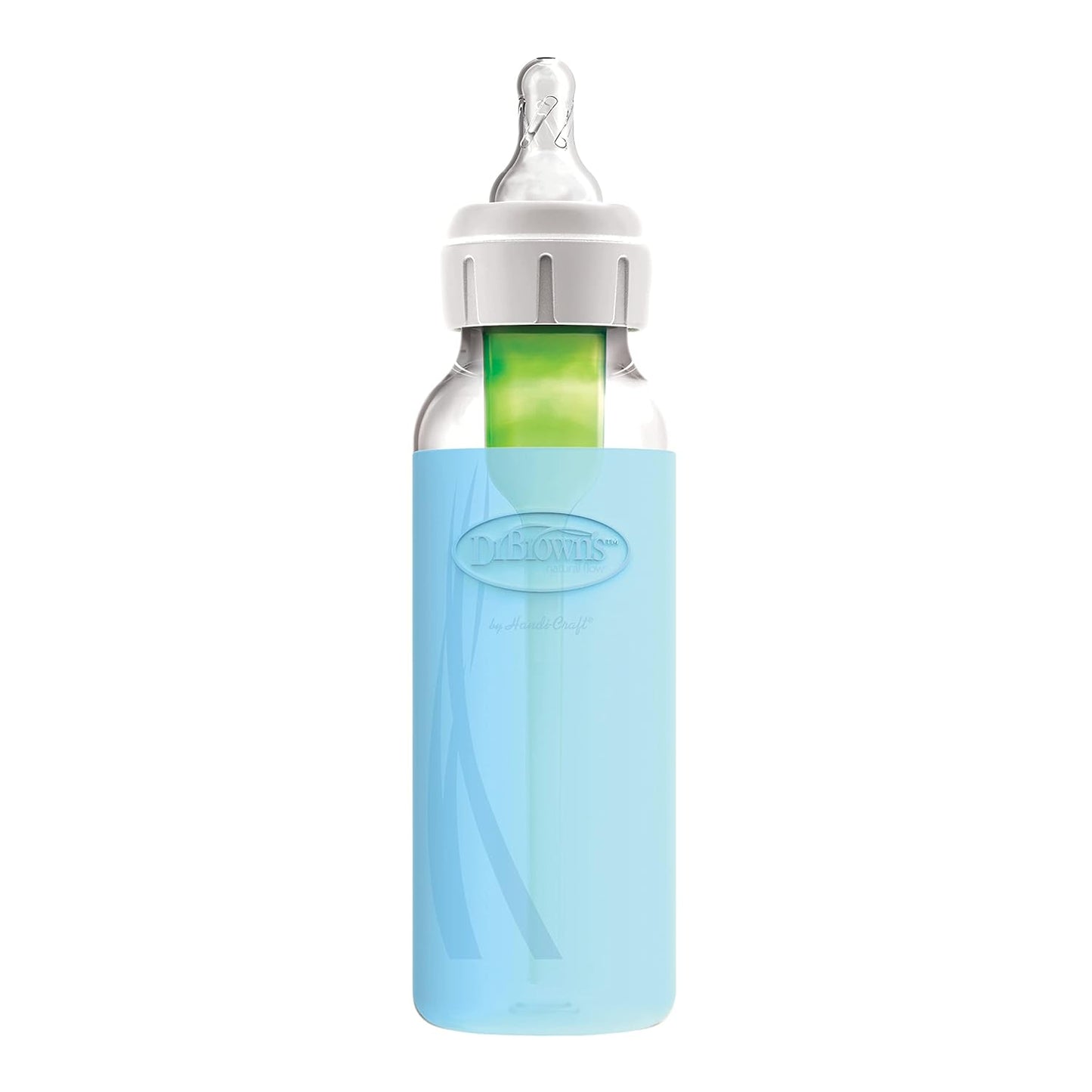 Dr. Brown's Anti-Colic Options+ Narrow Glass Baby Bottle with Level 1 Slow Flow Nipple, BPA-Free, 8 oz/250 mL, 0m+, 4-Pack (Packaging May Vary)