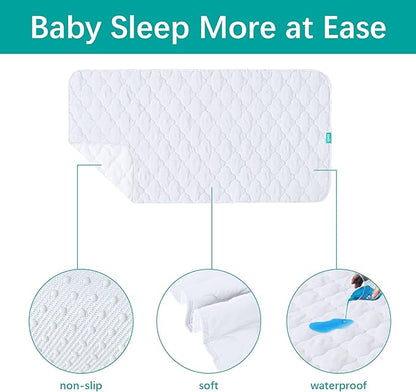 Waterproof Crib Mattress Protector Pad 2 Pack 28" x 52",Non-Slip & Absorbent Mattress Pad for Baby Standard Crib/Bed, Quilted Machine Washable White