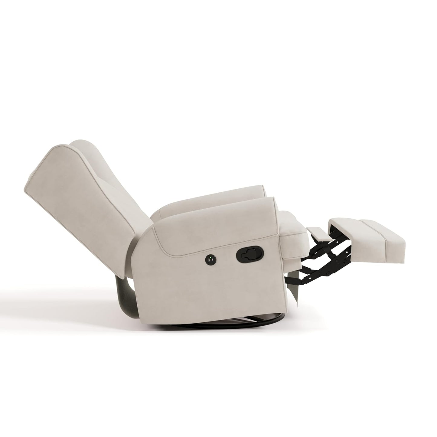 Storkcraft Serenity Glider Recliner Nursery Rocking Chair with USB Charging Port (Ivory) – Premium Upholstered Nursery Glider Recliner with Manual Recline Function, Dual USB Charging
