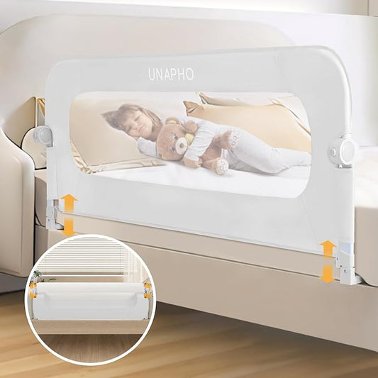 Bed Rail for Toddlers,Swing Down Kids Bed Rails Guard for Twin,Full,Queen,Bunk Size Bed,Extra Tall Child Bed Rail Guard with Reinforced Anchor Safety System (White, 40 Inch(40" L x 31" H))