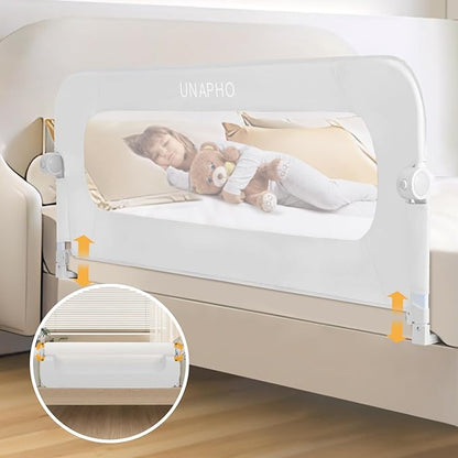 Bed Rail for Toddlers,Swing Down Kids Bed Rails Guard for Twin,Full,Queen,Bunk Size Bed,Extra Tall Child Bed Rail Guard with Reinforced Anchor Safety System,59" L x 31" H,White