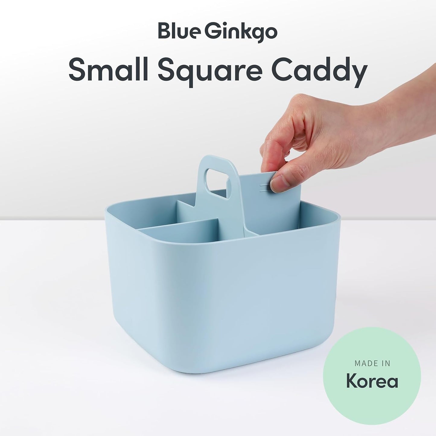 BLUE GINKGO Stackable Organizer Caddy – Korean-Made Portable Tote for Bathroom, Office, Crafts, or School Supplies (Rectangle, Green)