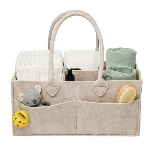 PUTSKA Baby Diaper Caddy Organizer - Nursery Storage Basket for Diaper Station, Baby Basket Shower Gift List and Registry Must-Have, Newborn Essentials, Nursery Decor for Boy or Girl - Grey, Large