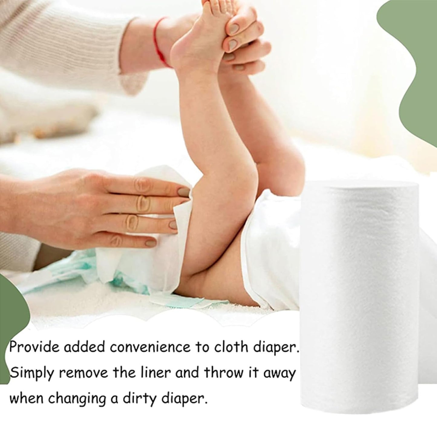 ALVABABY Diaper Liner for Baby Cloth Diapers Natural Soft Disposable Diaper Liners 11.8x7.1 Inch Fragrance Free Chlorine Free 400 Sheets