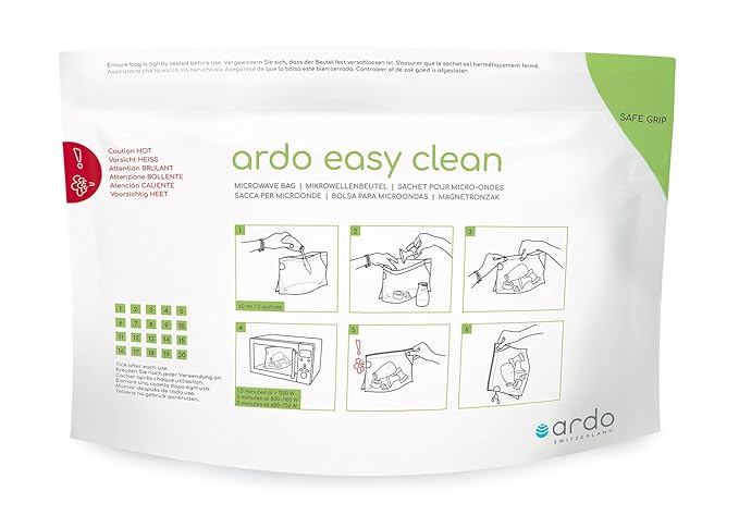 Ardo Easy Clean - Multi-use Microwave Steam Cleaning Bags for Breastfeeding Accessories, 5 Bags (100 Cleaning Cycles Total)