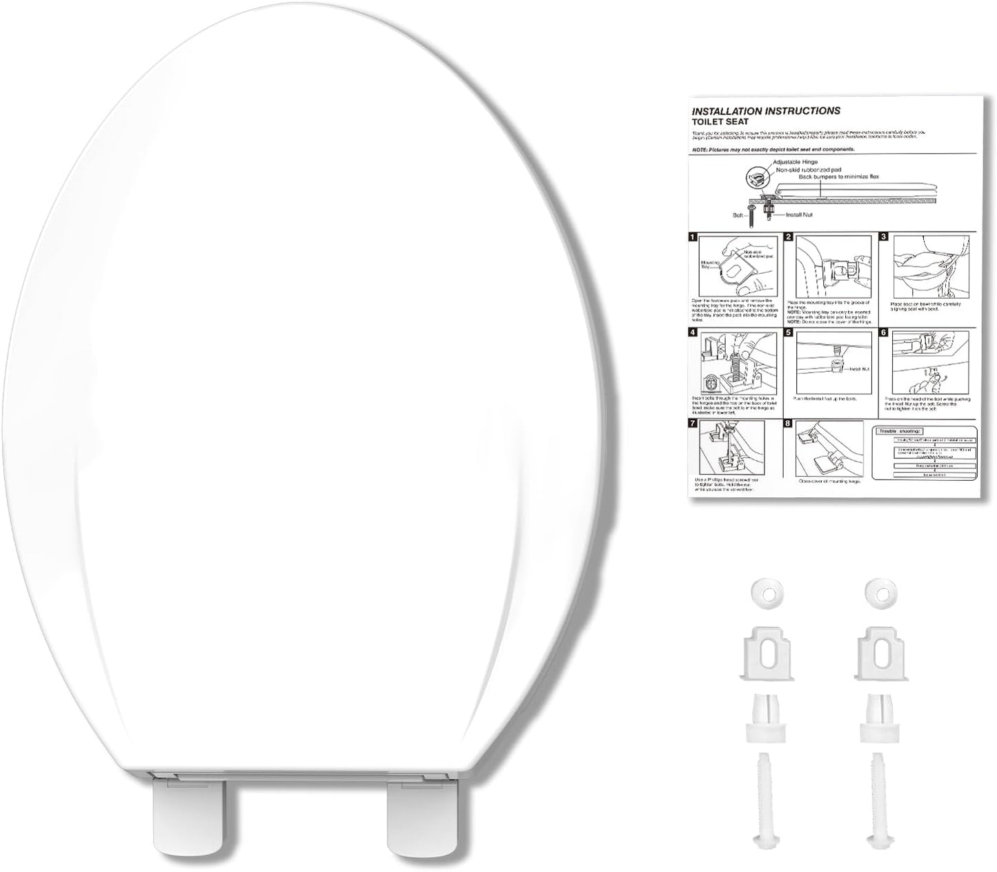 Toilet Seat Round,Toilet Seat with Toddler Seat Built in, Potty Training Toilet Seat Round Fits Both Adult and Child, with Soft Close,Easy Install and Clean - White, Round