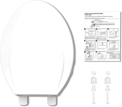 Toilet Seat Round,Toilet Seat with Toddler Seat Built in, Potty Training Toilet Seat Round Fits Both Adult and Child, with Soft Close,Easy Install and Clean - White, Round