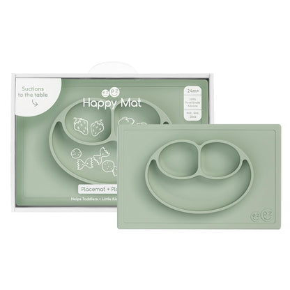 ezpz Mini Mat (Blush) - 6 -12 Months+ - 100% Silicone Suction Placemat + Divided Plate with Three Compartments - Supports Baby-Led Weaning - Designed for Highchair, Table, and Travel