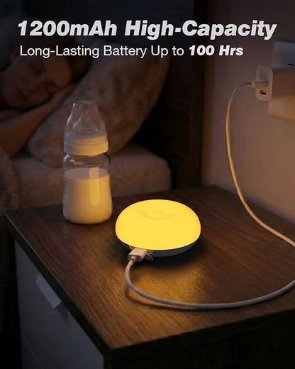 Baby Night Light, 0 Blue-Light Nursery Egg Light for Breastfeeding, Flip Design, Soft BPA Free, 3 Colors & Dimming, Rechargeable Portable Touch Nightlight for Kids Toddler