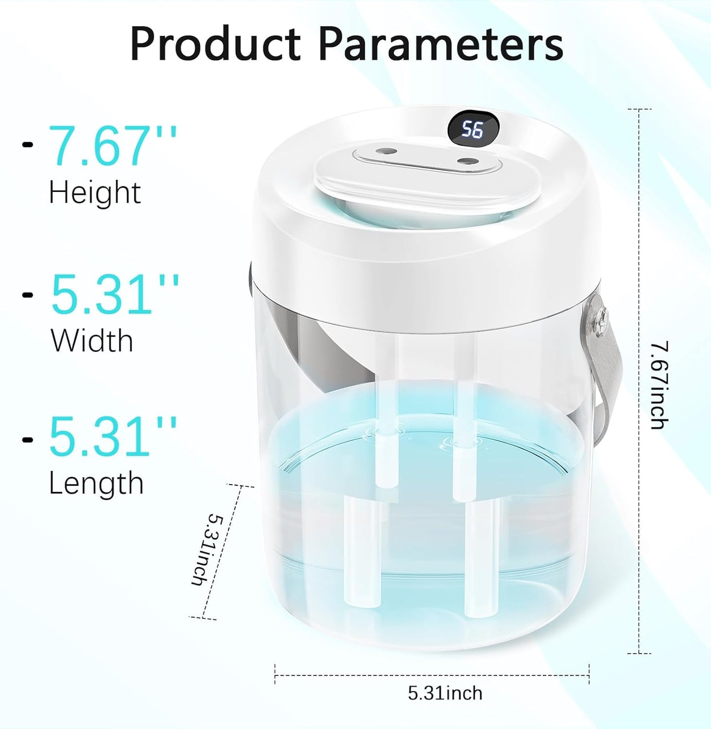 Humidifiers for Bedroom, 25dB Quiet Cool Mist Humidifier for Home, 2L Top Fill Tank for Large Room with 24H Runtime, Carry Handle, NightLight, 12H Auto Shut-off Safety for Nursery/Office/Plants