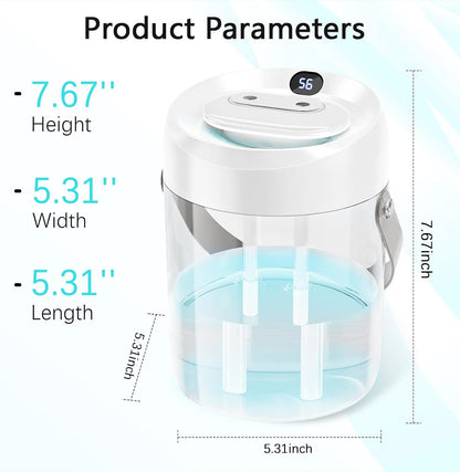Humidifiers for Bedroom, 25dB Quiet Cool Mist Humidifier for Home, 2L Top Fill Tank for Large Room with 24H Runtime, Carry Handle, NightLight, 12H Auto Shut-off Safety for Nursery/Office/Plants