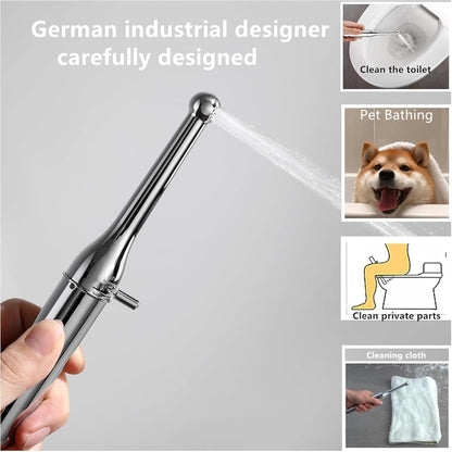 Brass Handheld Bidet Sprayer-Chrome Finish, Hot and Cold Water Mixer Valve Included，8.2inChrome Toilet Spray Gun,
