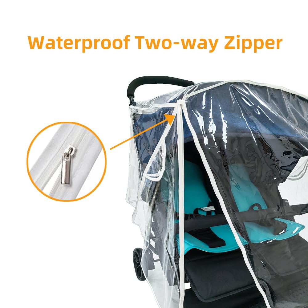 Double Stroller Rain Cover, Universal Weather Shield for Side by Side Twins Stroller, Waterproof Stroller Cover for Rain and Snow, Baby Travel Outdoor Accessories