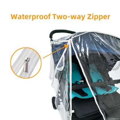Double Stroller Rain Cover, Universal Weather Shield for Side by Side Twins Stroller, Waterproof Stroller Cover for Rain and Snow, Baby Travel Outdoor Accessories