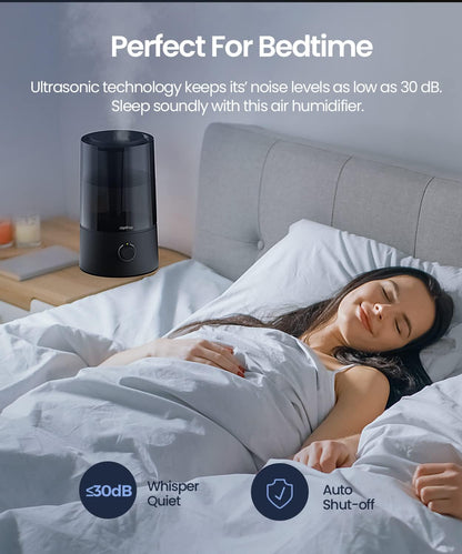 raydrop Cool Mist Humidifiers for Home Babies, 1.70 L Quiet and Small Ultrasonic Humidifier for Bedroom Nightstand, Space Saving, Auto Shut Off - (0.45 Gallon, US 110 V)