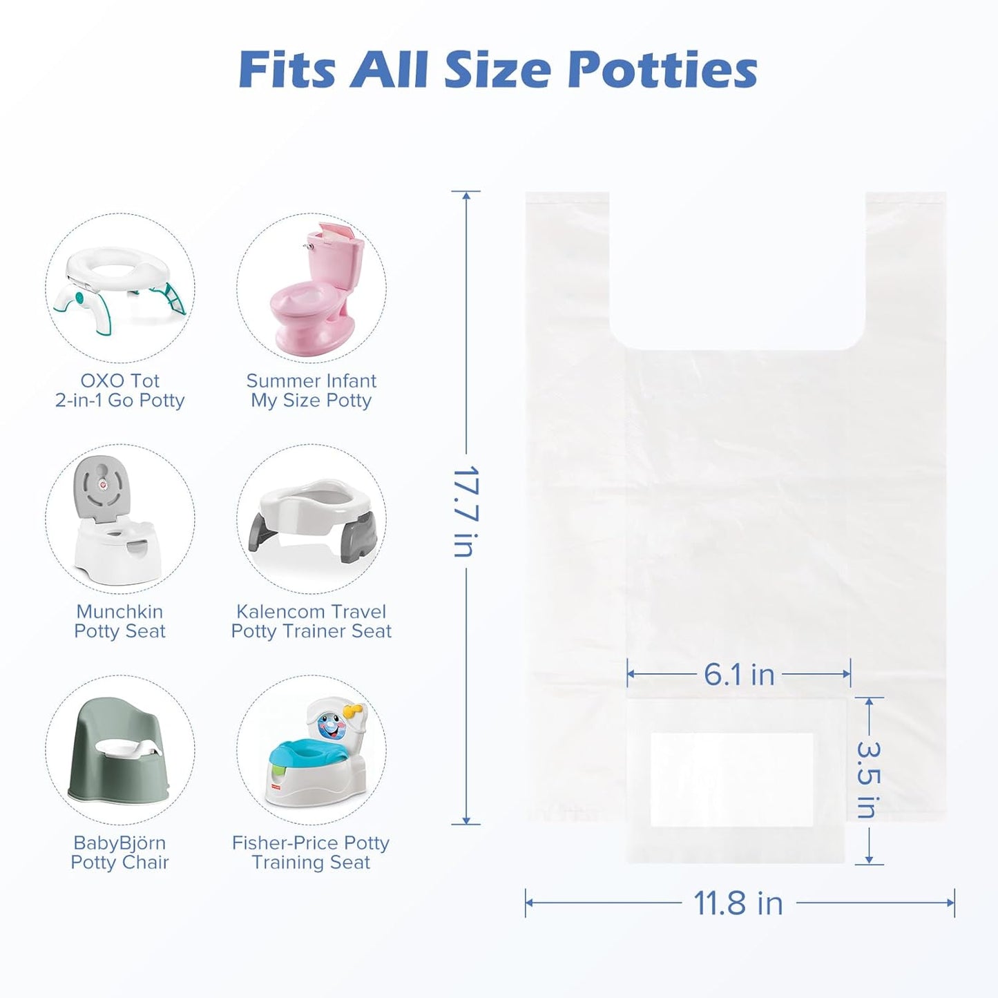 [80 Counts] Disposable OXO Potty Bags, Potty Liners for Portable Potty, Maliton Travel Potty Fit Bags for OXO Tot 2-in-1 Go Potty, Universal Travel Potty Refill Bags Fit Most Potty Chairs for Cleanup