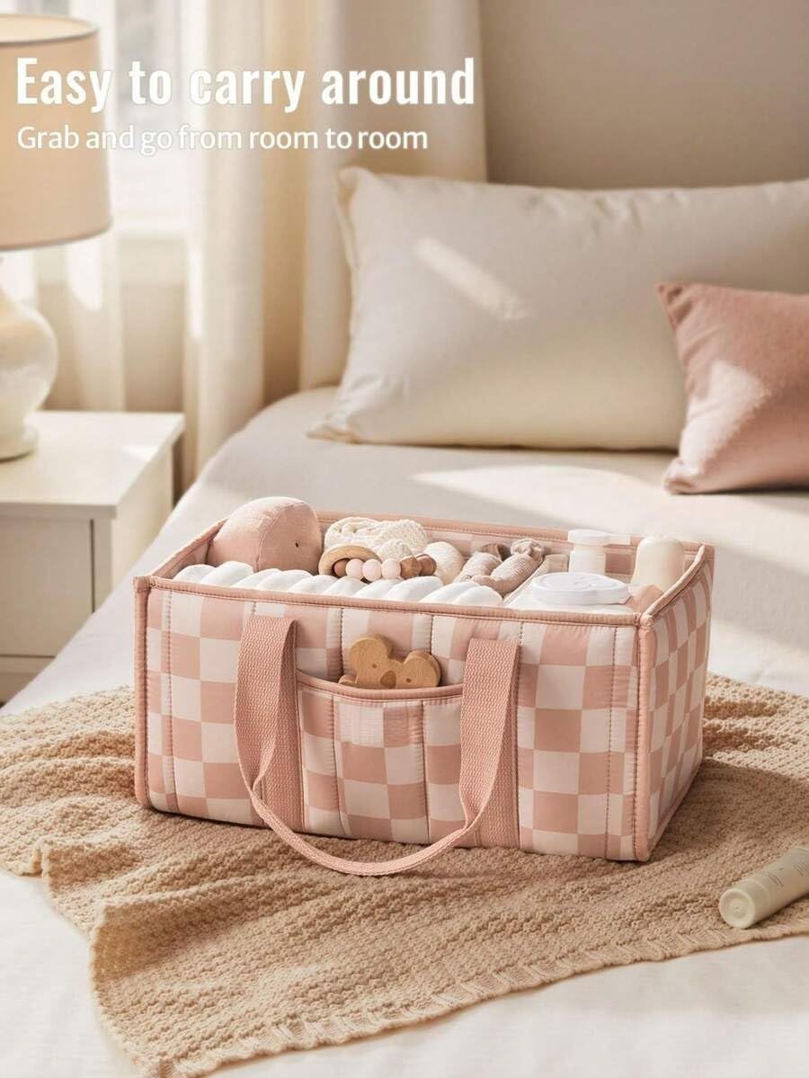 Diaper Caddy Organizer,Cute Floral Nursery Storage Basket,Soft Portable Changing Table Car Caddy Organizer Gift (Floral B)