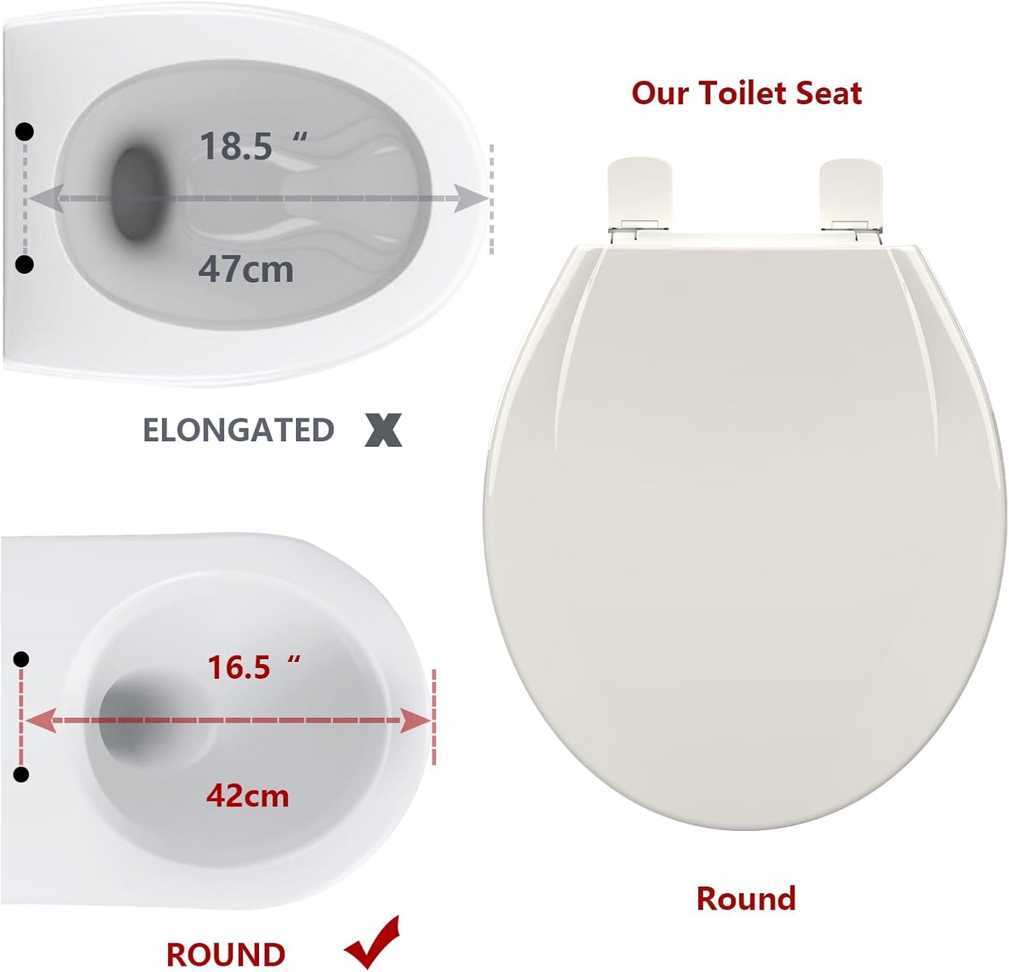 Toilet Seat Round,Toilet Seat with Toddler Seat Built in, Potty Training Toilet Seat Round Fits Both Adult and Child, with Soft Close,Easy Install and Clean - White, Round