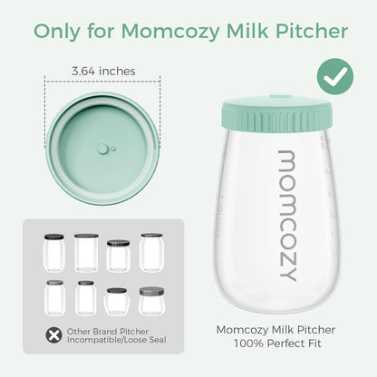 Momcozy Breast Milk Pitcher, Resistant to Heat and Cold Abrupt Temp Swings, No Leak Glass Breast Milk Fridge Storage Container with Wide Mouth, Fast Baby Formula Maker, Green