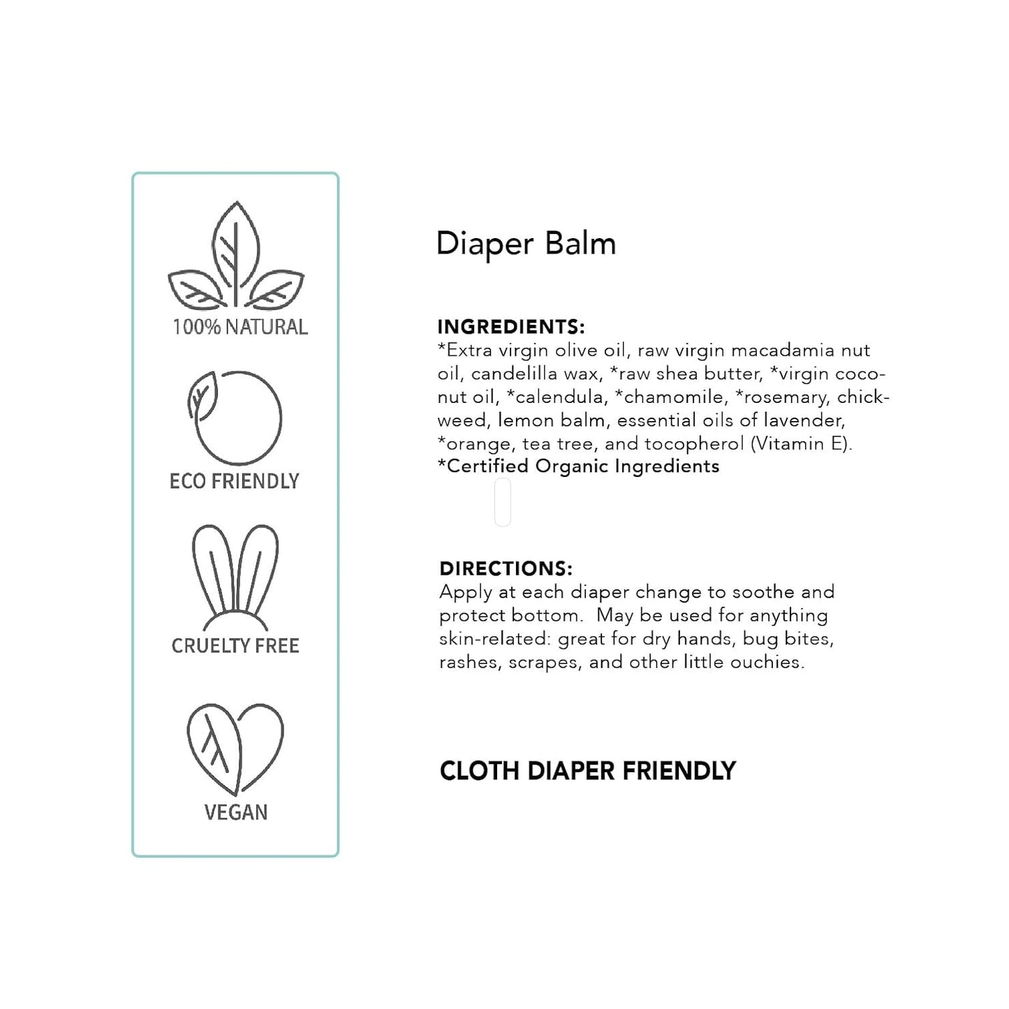 Diaper Balm by Balm Baby – Natural Organic Diaper Rash Cream & Multipurpose Baby Skin Ointment with Organic Calendula, Vegan - Soothing, Healing, Moisturizing – Newborn Cradle Cap
