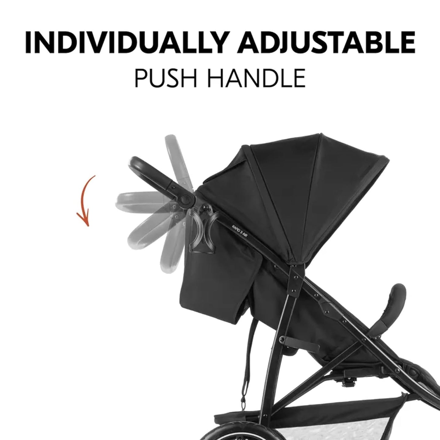 hauck Stroller Rapid 3 Air, Reclining Seat up to 48.5 lbs, Stroller with Air Wheels and Rear Suspension, Compact & Easy Fold, Sun Protection UPF 50+, Large Basket