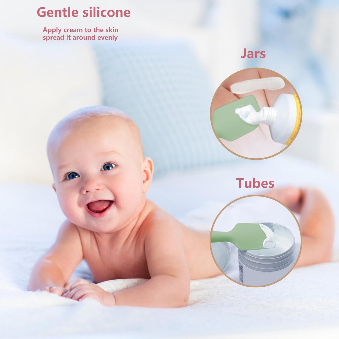3-Pack Baby Diaper Cream Spatula - Baby Diaper Rash Cream Applicator for Butt Paste - Diaper Cream Brush for Newborn Essentials (grey, pink, white)