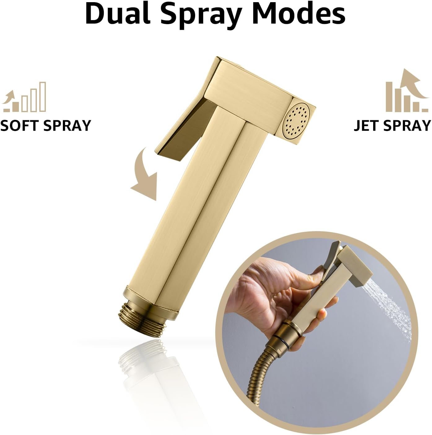 Handheld Bidet Sprayer for Toilet, Cloth Diaper Sprayer with Wall Mounts (ABS) and Hand Held Bidet Bathroom Hose (Stainless Steel), Jet Spray for Toilet, Muslim Shower, Easy to Install (Chrome)