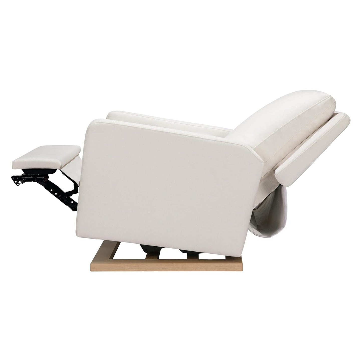 Babyletto Sigi Electronic Power Recliner & Swivel Glider with USB Port in Performance Beach Eco-Weave with Light Wood Base, Water Repellent & Stain Resistant, Greenguard Gold and CertiPUR-US Certified