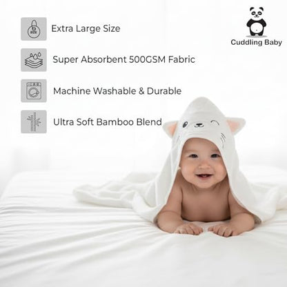 Gray Bath Kneeler & Elbow Rest Pad Set with Baby Bath Towel, Hooded, Cat