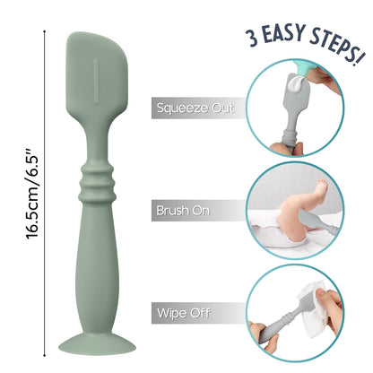 3 Packs Silicone Diaper Cream Applicator with Suction Base, Diaper Cream Spatula Applicator for Babies, Soft Silicone Diaper Cream Brush (Sage/Ether/Natural)