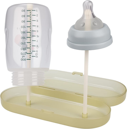 Portable Baby Bottle Brush Set – 5-in-1 Silicone Baby Bottle Cleaner Kit with Nipple Brush, Straw Brush, Drying Rack & Travel Case – BPA-Free, Bottle Washing Set for On-the-Go (Pink)