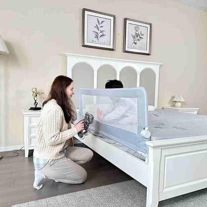 Grelife Foldable Bed Rail for Toddlers, Tall Toddler Bed Rails for Twin, Full, Queen Bed, Baby Bed Rail Guard with Reinforced Metal Frame & Breathable Mesh (1, Gray, 59.0")