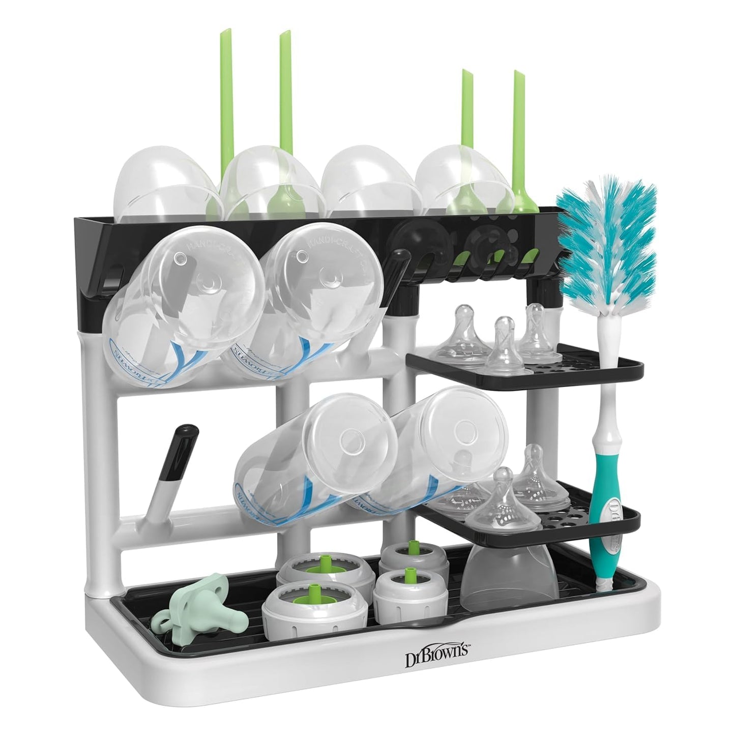 Dr. Brown's Baby Bottle Drying Tower, Stand-Up Drying Rack with Folding Baby Bottle Drying Rack for Easy Storage