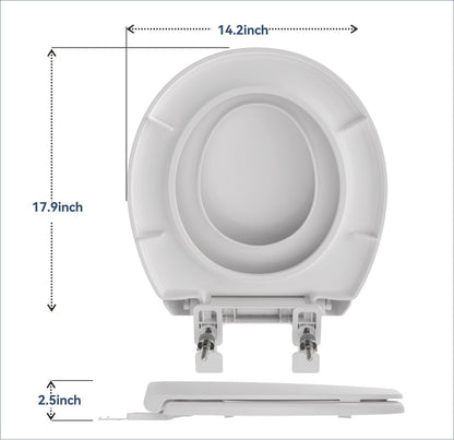JINGZE Round Toddler Toilet Seat Adult/Child,Built-In Potty Training Seat, Soft Quiet Close Non-Slip Seat, Easy to Install & Clean,Magnetic Kids Seat and Cover,White