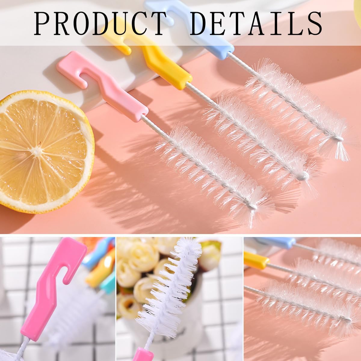 KuuGuu 20 PCS Bottle Nipple Cleaner Sponge Brush Hangable Pacifier Sponge Cleaning Small Brush Portable Baby Bottle Cleaner Brushes Comfortable Grip for Standard Nipples Scrubber, Nipples Brushes