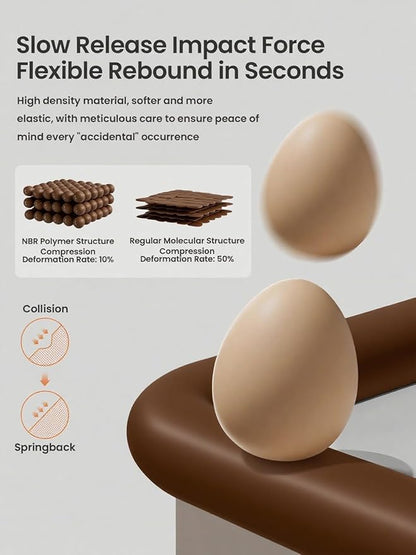 Baby Proof Edge Corner Protector, 16.4FT 0.47''Th L-Shape Furniture Corner & Edge Safety Bumper with 10 Corners, Pre-Taped, Soft NBR Rubber Foam Desk Edge Cushion Wall Corner Protector (Coffee)